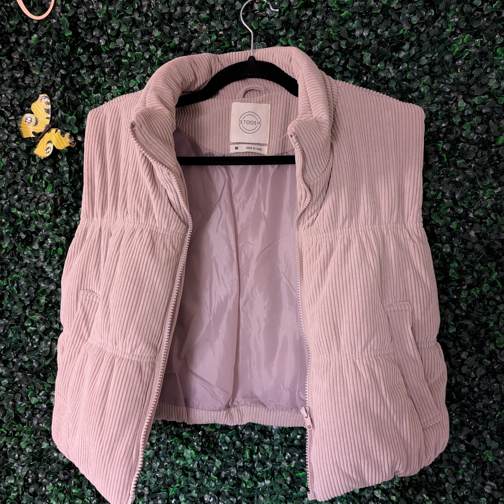 Stoosh Biege Corduroy Quilted Puffer Vest